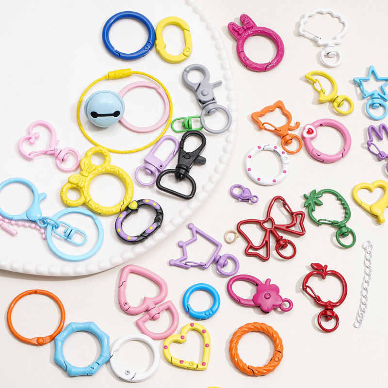 Candy Color Open Spring Ring Round Buckle Keychain Handmade Diy Bag Hook Mobile Phone