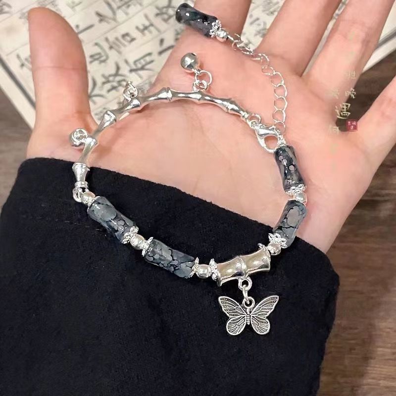 [bamboo Bracelet Collection] National Style Hetian Jade for Women Ins Niche Design