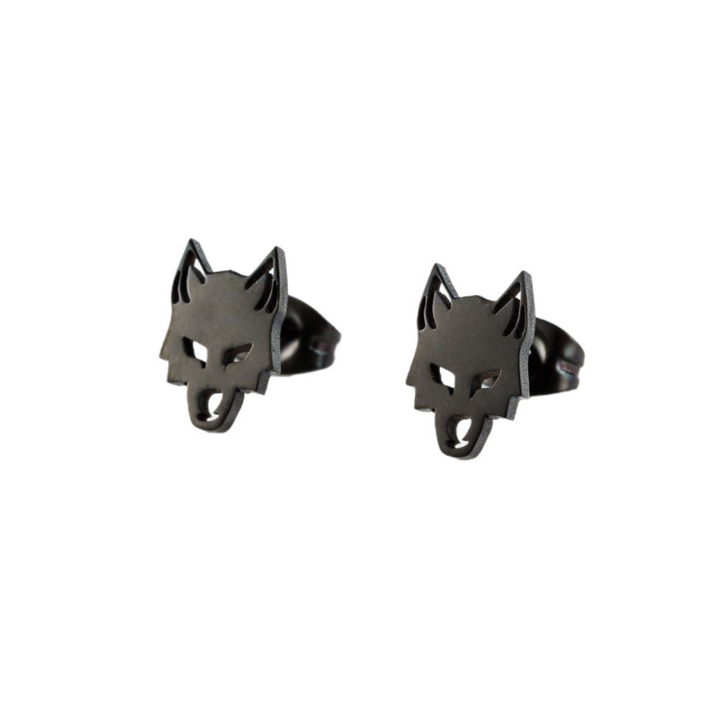 2024 New Stainless Steel Wolf Earrings for Men and Women Versatile Sweet and Cool Style