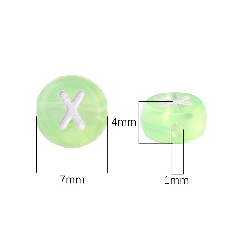 4x7mm Acrylic English Single Letter Beads Flat Round Bright Color Bottom Handmade