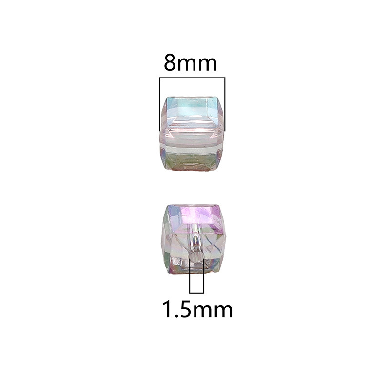 8mm Acrylic Imitation Glass Three-dimensional Colorful Square Beads Handmade Diy Jewelry