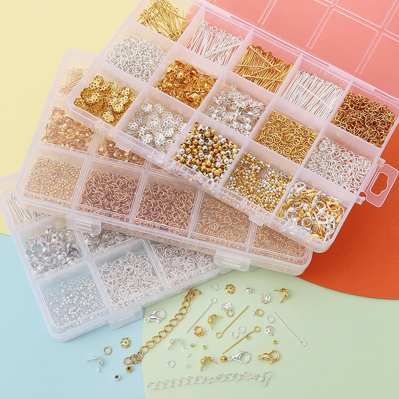 15 Grid Open Circle Closed Diy Jewelry Basic Accessories Set Box Handmade Homemade