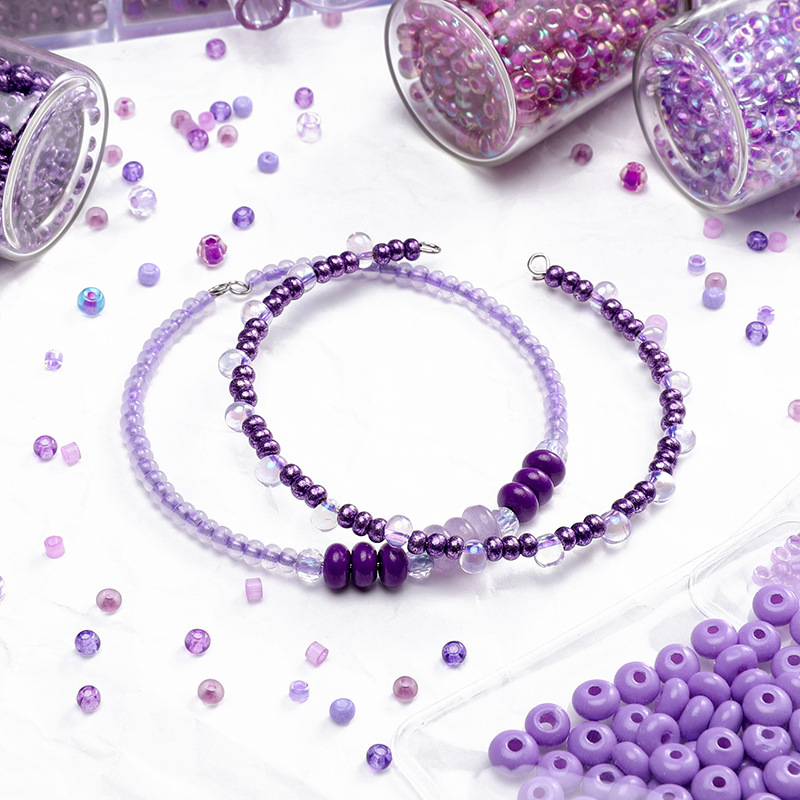 2-4mm Dark Purple Glass Rice Beads Handmade Diy Homemade Hand Mobile Phone Chain Bracelet