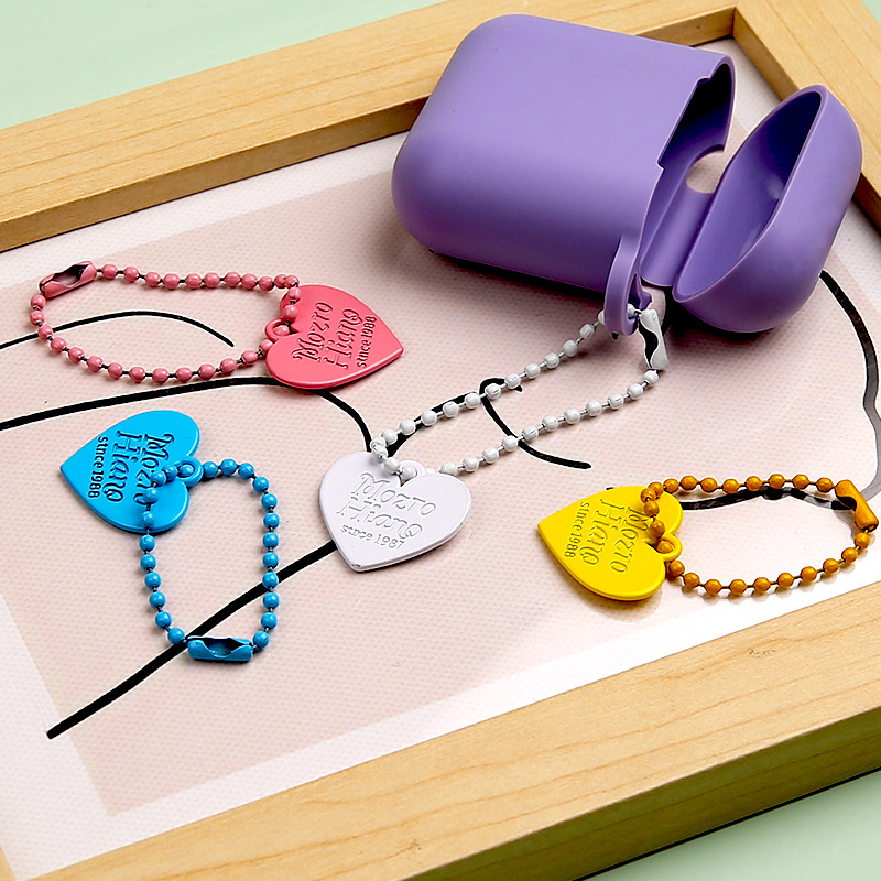 Colorful Love Bead Chain Key Double-sided Pendant Creative Diy Mobile Phone Key