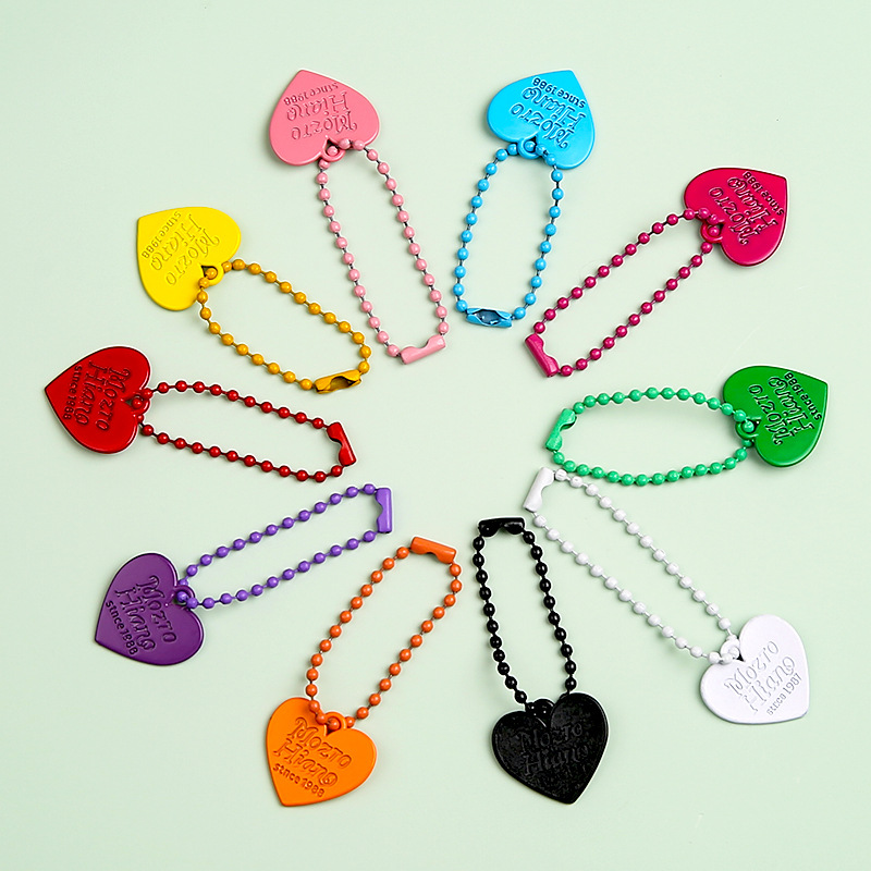 Colorful Love Bead Chain Key Double-sided Pendant Creative Diy Mobile Phone Key