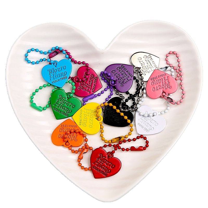 Colorful Love Bead Chain Key Double-sided Pendant Creative Diy Mobile Phone Key