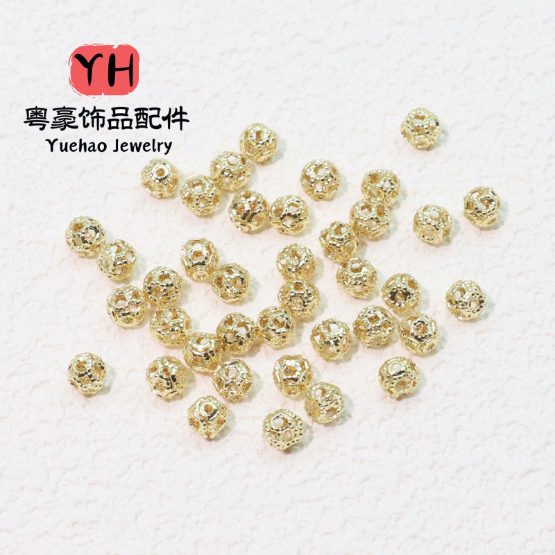 14k Gold-filled Color-preserving Round Hollow Beads Small Gold Diy Handmade Spacer Bead