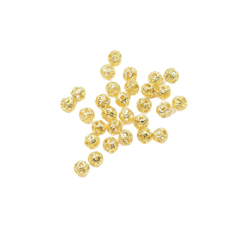 14k Gold-filled Color-preserving Round Hollow Beads Small Gold Diy Handmade Spacer Bead
