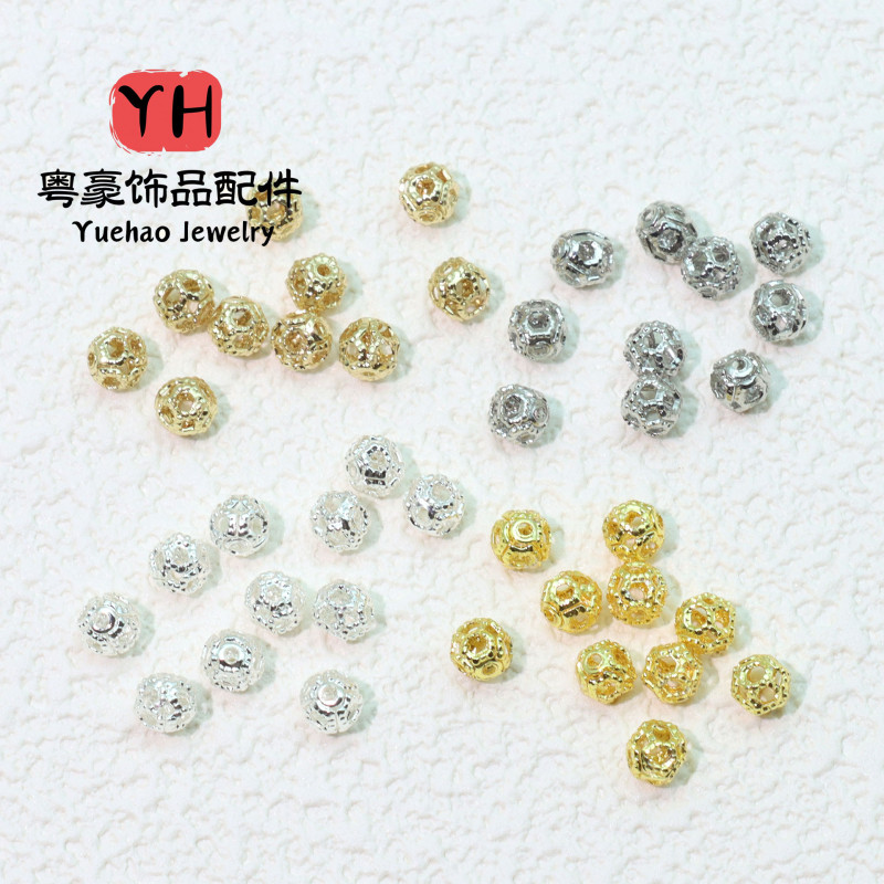 14k Gold-filled Color-preserving Round Hollow Beads Small Gold Diy Handmade Spacer Bead