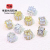 Micropaved Square Zircon Spacer Beads, Sugar Bucket Bead Accessories, Handmade Diy