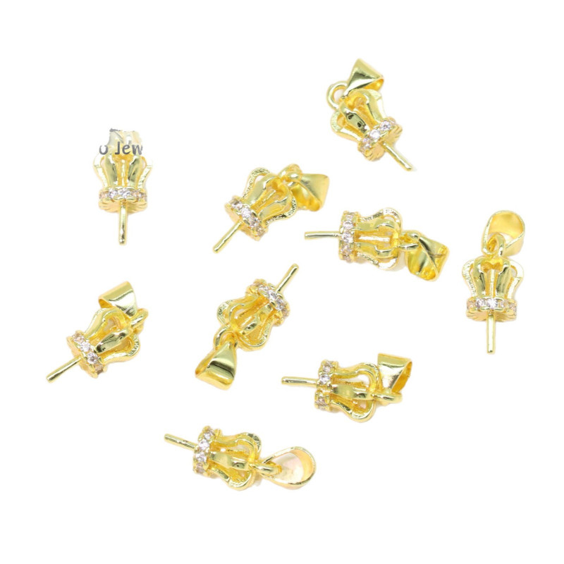 14k Gold-filled Crown Wax-set Micro-set Pendant Pin Diy Jewelry Accessories Pearl Crystal