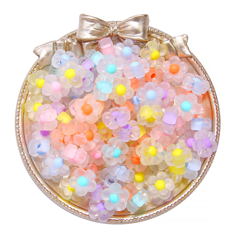 Transparent Acrylic Plum Blossom Flower Beads, Hand-woven Bracelet, Hair Rope, Bead