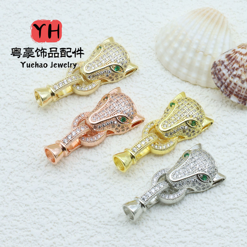 Diy Jewelry Accessories Micro-inlaid Zirconium Leopard Head Necklace Men and Women Pearl
