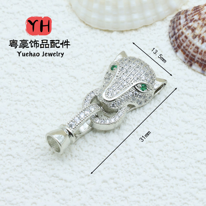 Diy Jewelry Accessories Micro-inlaid Zirconium Leopard Head Necklace Men and Women Pearl