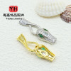 High Color Retention 14k Real Gold Plated Zircon Snake Buckle Head and Tail Hook Closing