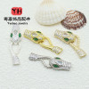 High Color Retention 14k Real Gold Plated Zircon Snake Buckle Head and Tail Hook Closing