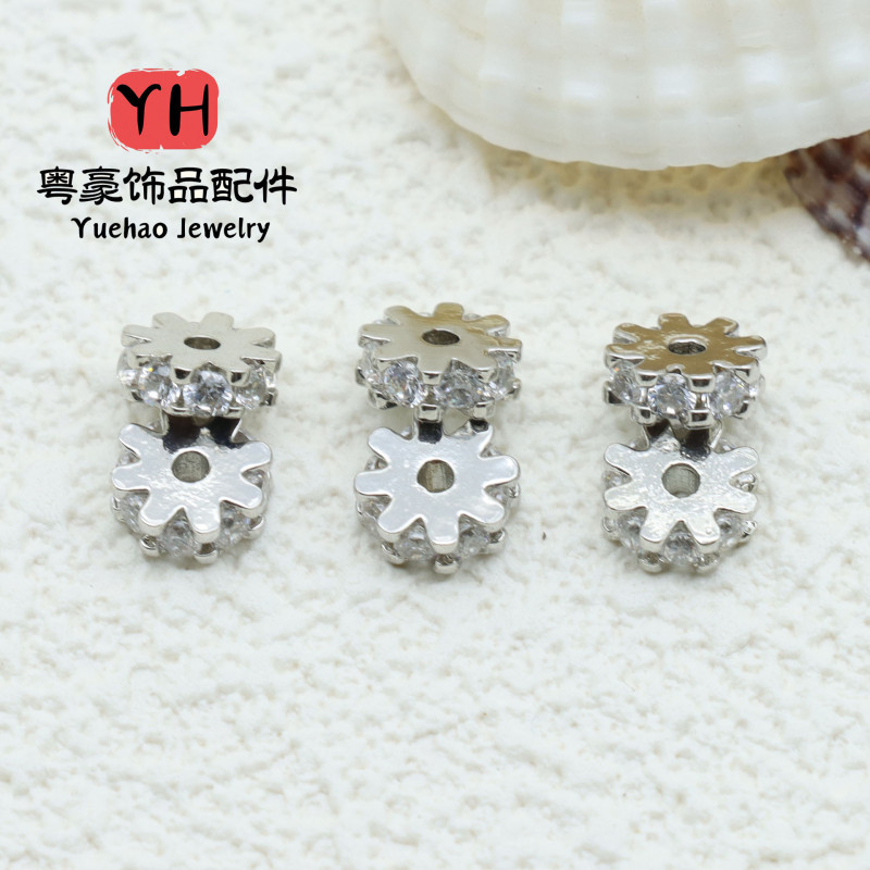 Micropaved Zircon Gear Piece Spacer Gasket 14k Gold-filled Color-preserving Diy Bracelet