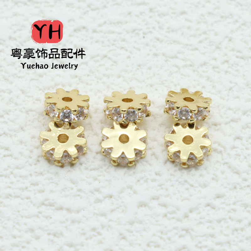 Micropaved Zircon Gear Piece Spacer Gasket 14k Gold-filled Color-preserving Diy Bracelet