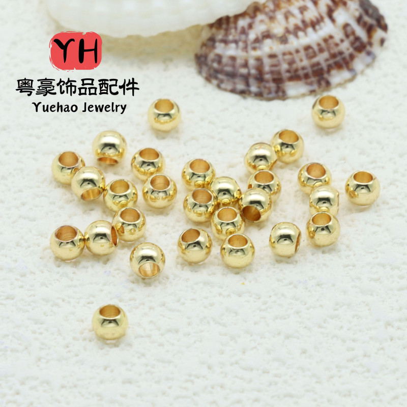 14k Gold-filled Large Hole Pearlescent Solid Copper Beads Diy Jewelry Accessories