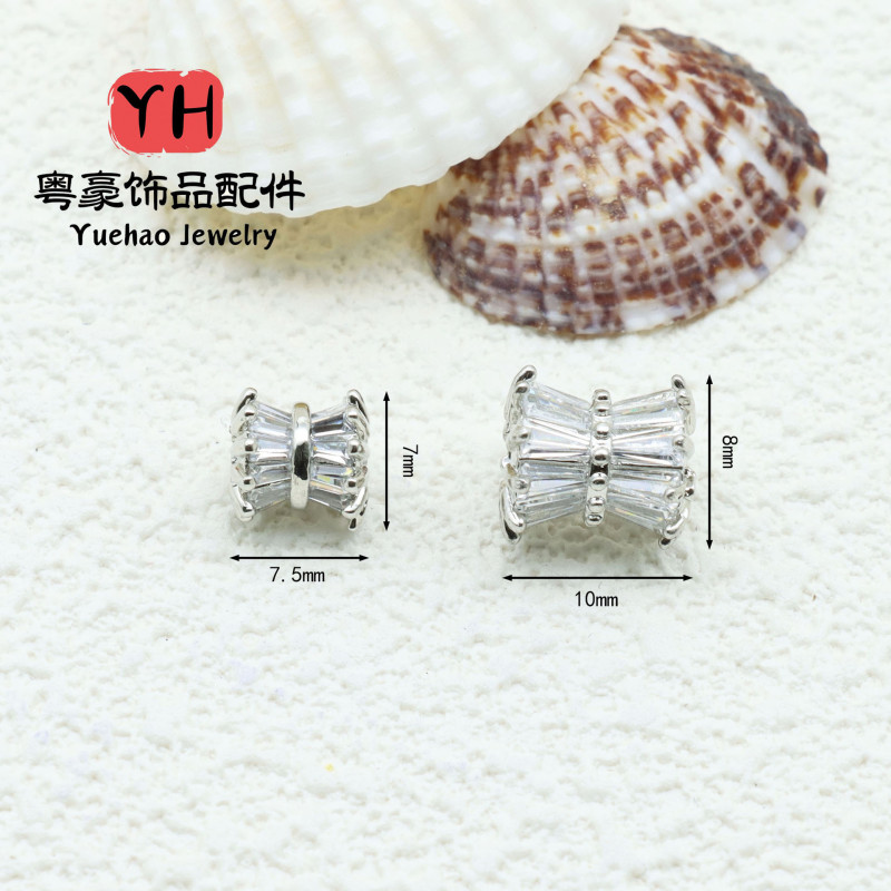 14k Gold-filled Color-preserving Micro-paved Zircon Spacer Beads Small Waist Bucket Diy