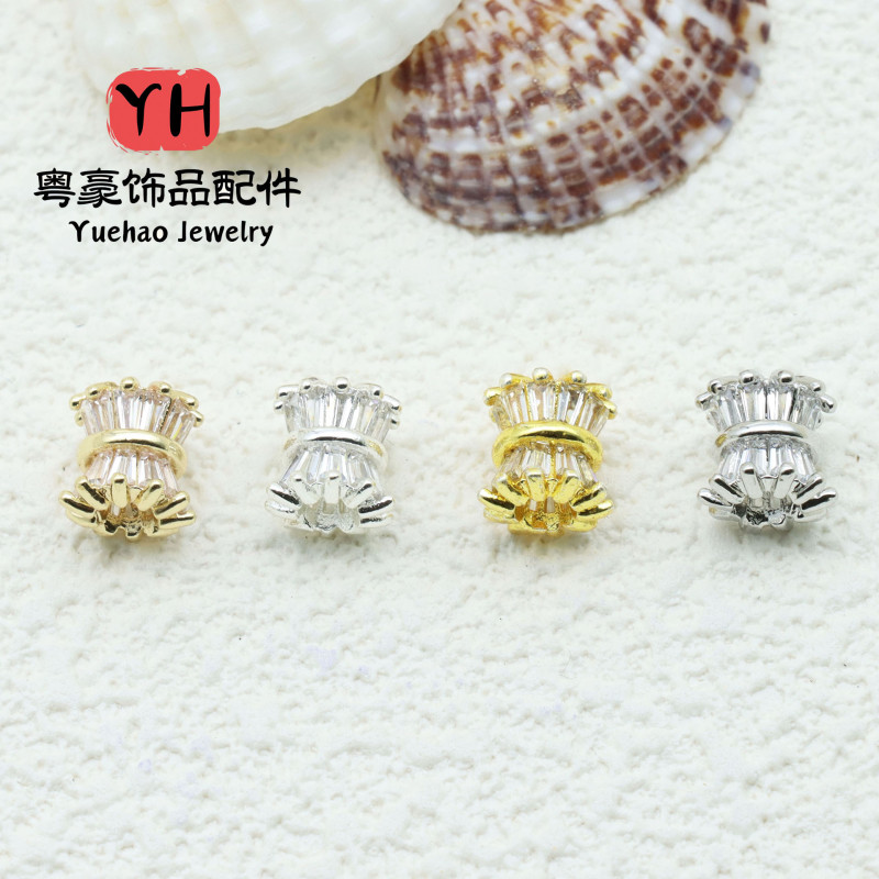 14k Gold-filled Color-preserving Micro-paved Zircon Spacer Beads Small Waist Bucket Diy