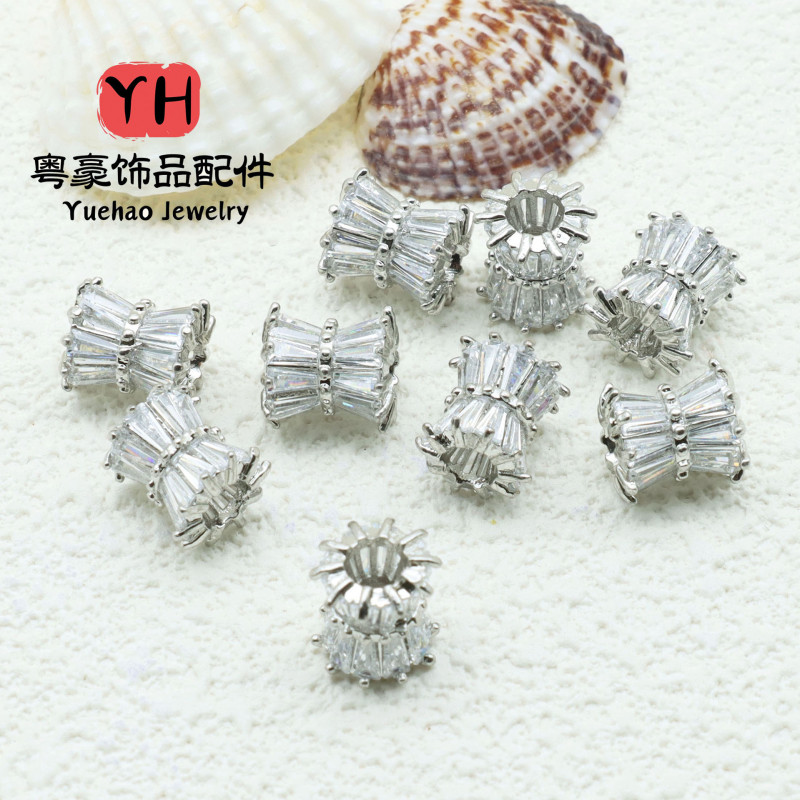 14k Gold-filled Color-preserving Micro-paved Zircon Spacer Beads Small Waist Bucket Diy