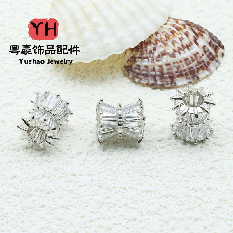 14k Gold-filled Color-preserving Micro-paved Zircon Spacer Beads Small Waist Bucket Diy