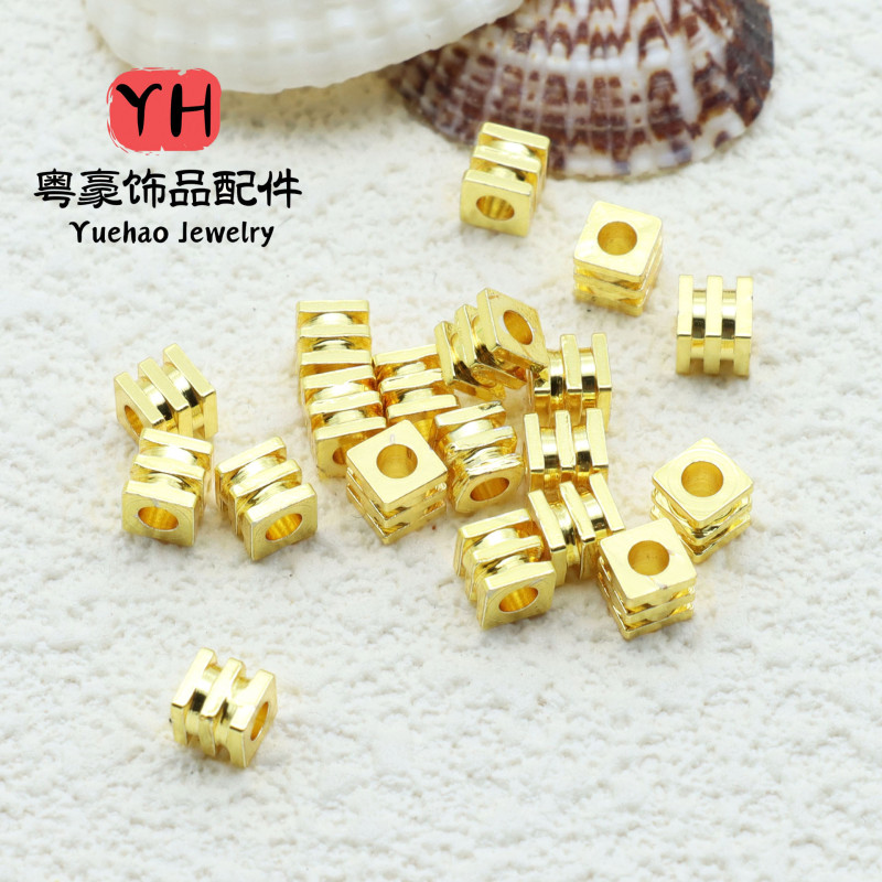 14k Gold-filled Color-protected Three-layer Square Beads Diy Handmade Jewelry Accessories