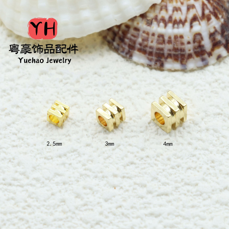 14k Gold-filled Color-protected Three-layer Square Beads Diy Handmade Jewelry Accessories