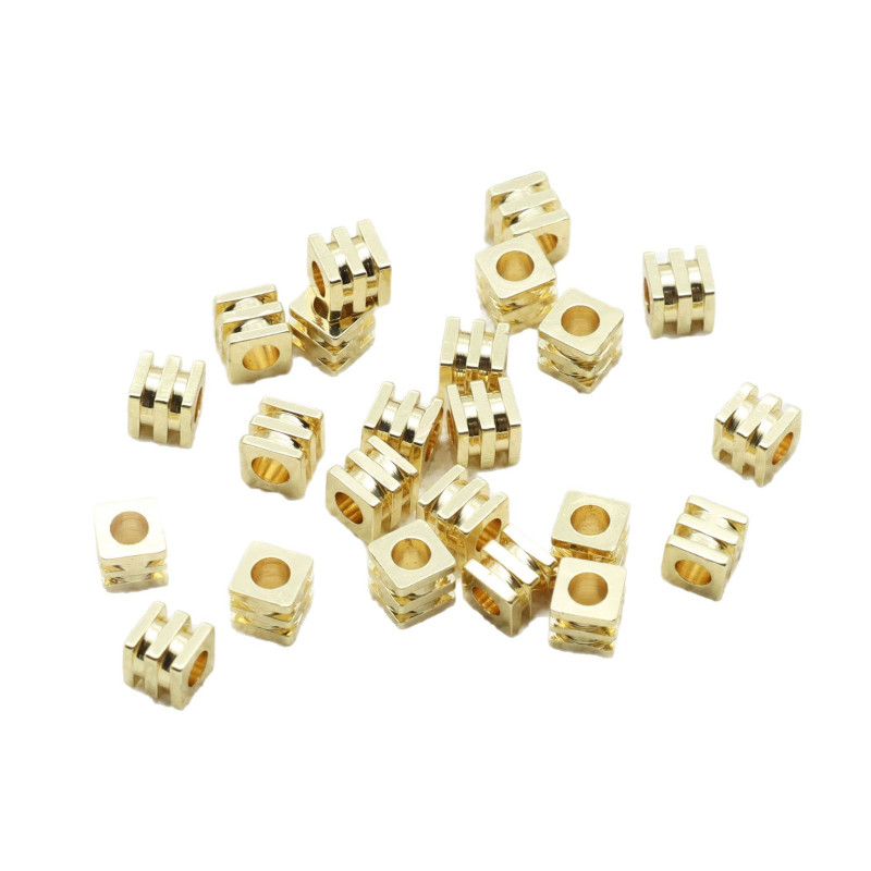 14k Gold-filled Color-protected Three-layer Square Beads Diy Handmade Jewelry Accessories
