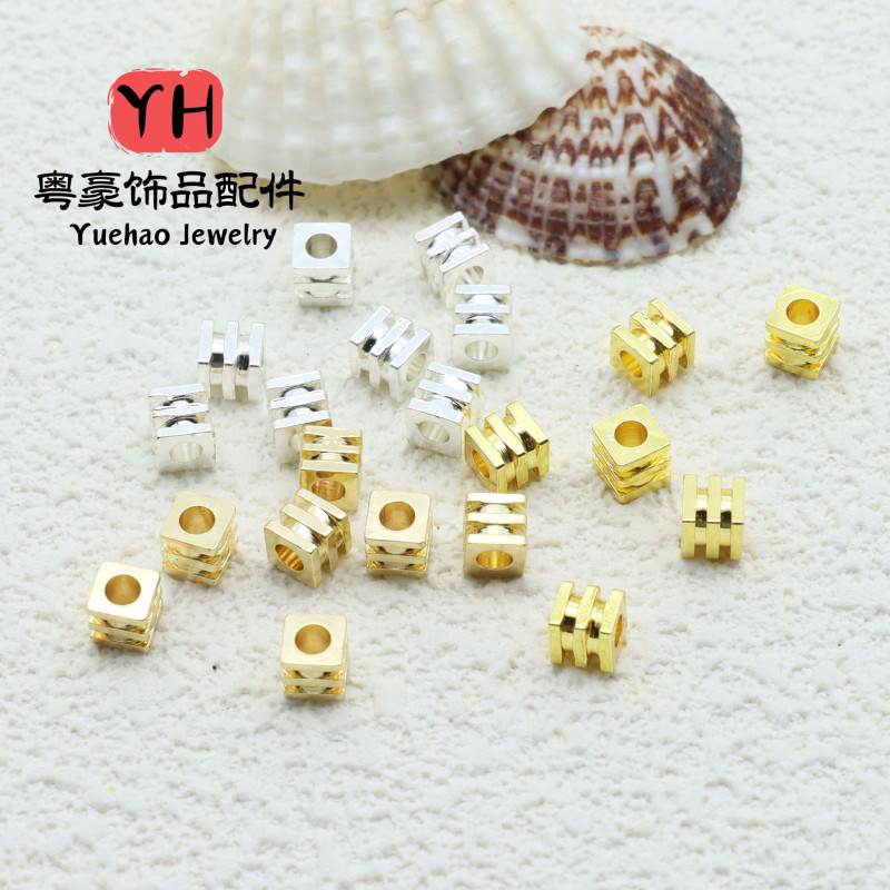 14k Gold-filled Color-protected Three-layer Square Beads Diy Handmade Jewelry Accessories
