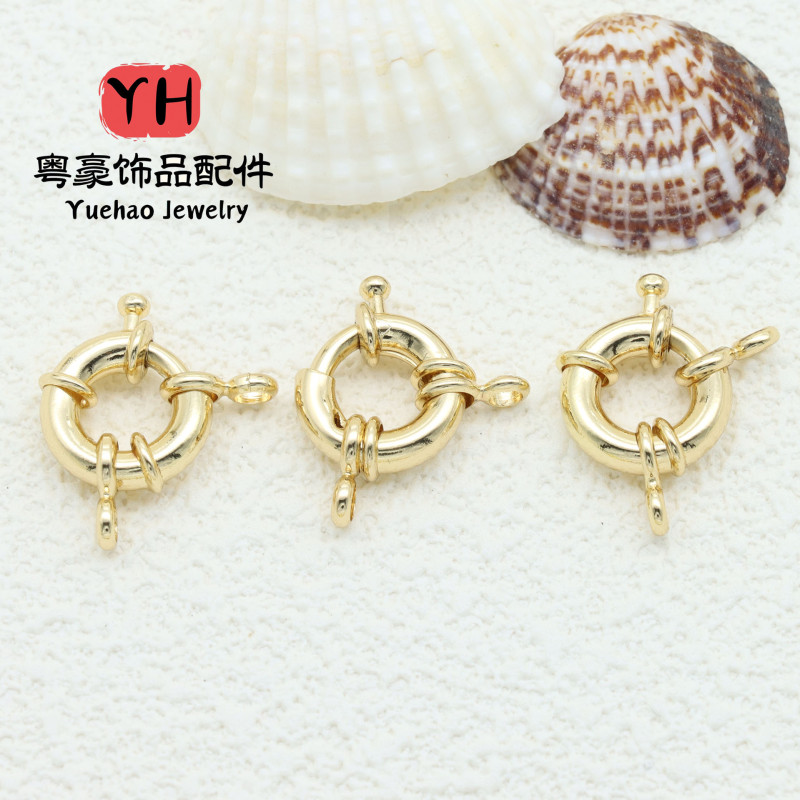 14k Gold-filled Color-preserving Steering Wheel Spring Buckle Round Pearl Necklace
