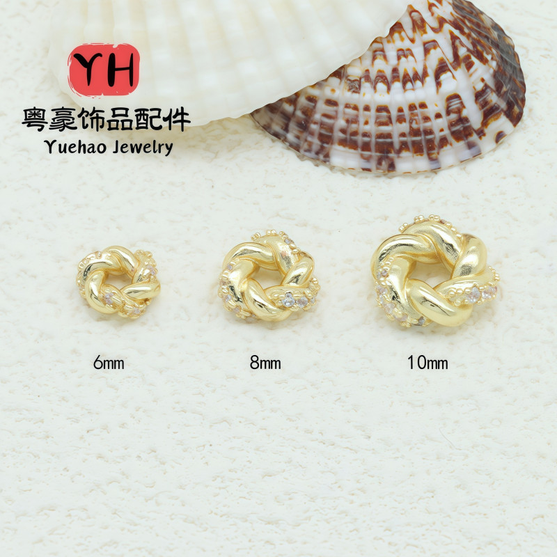 Micropaved Twist Wreath Spacer Beads Color-preserving Zircon Diy Bracelet Necklace Beaded