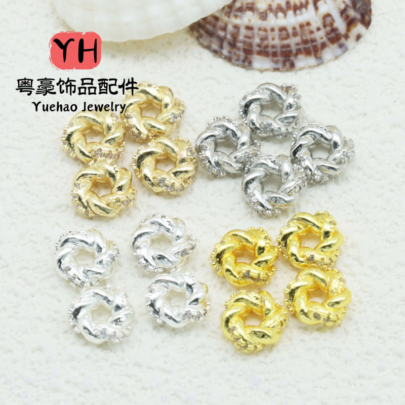 Micropaved Twist Wreath Spacer Beads Color-preserving Zircon Diy Bracelet Necklace Beaded
