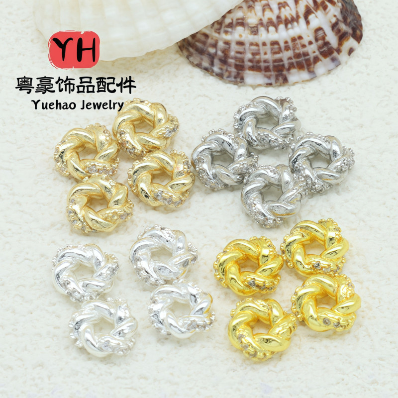 Micropaved Twist Wreath Spacer Beads Color-preserving Zircon Diy Bracelet Necklace Beaded