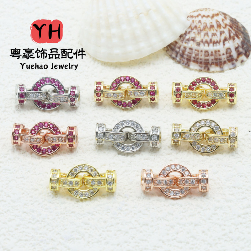 Diy Jewelry Accessories T-square Buckle, Red Corundum High-grade Pearl Micro-inlaid