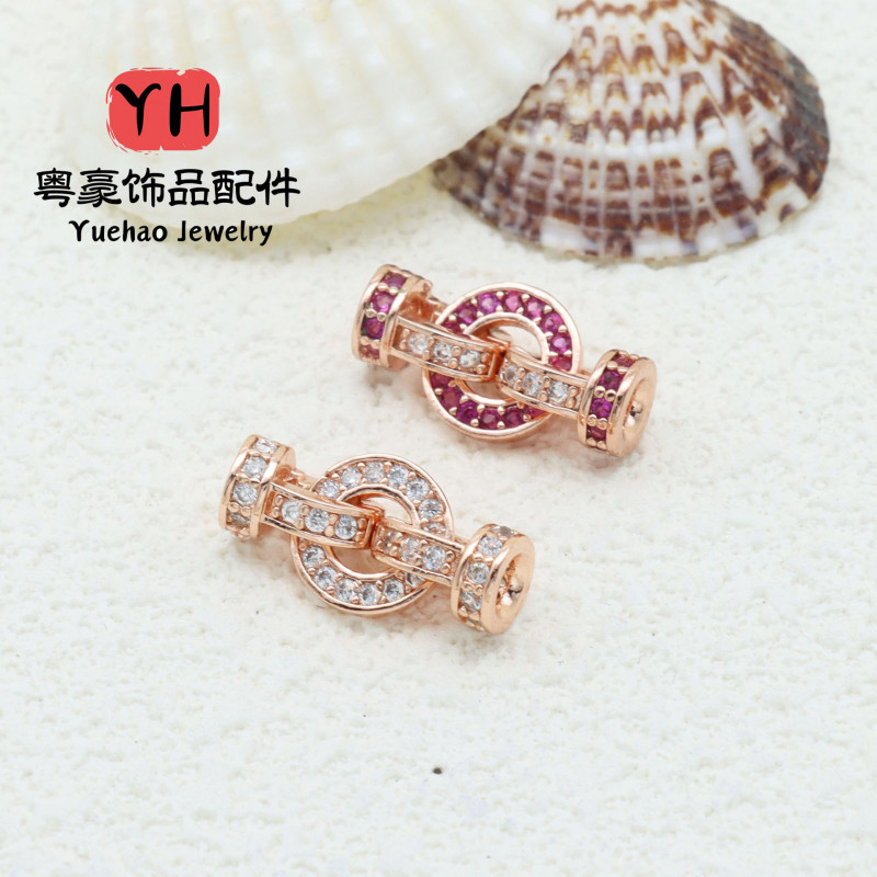 Diy Jewelry Accessories T-square Buckle, Red Corundum High-grade Pearl Micro-inlaid
