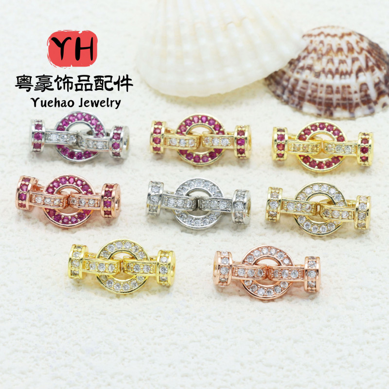 Diy Jewelry Accessories T-square Buckle, Red Corundum High-grade Pearl Micro-inlaid
