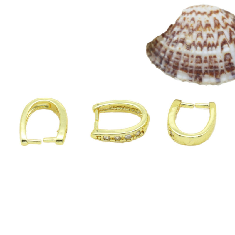 14k Gold-filled Micro-embedded Melon Seed Buckle, Crystal Jade Clip Bead Holder Pendant