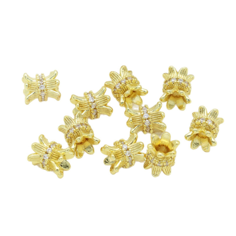 Copper Plated 18k Real Gold High Color Retention Micro-paved Zircon Double-sided Tori