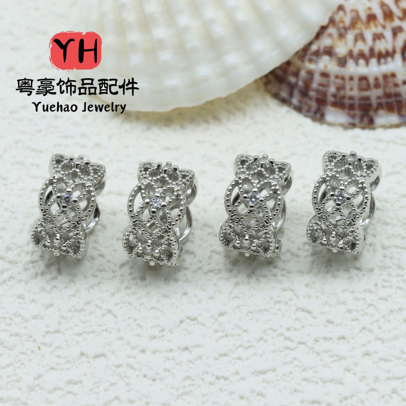 14k Color-preserving Inlaid Zircon Spacer Bucket Beads Hollow with Diy Handmade Jewelry