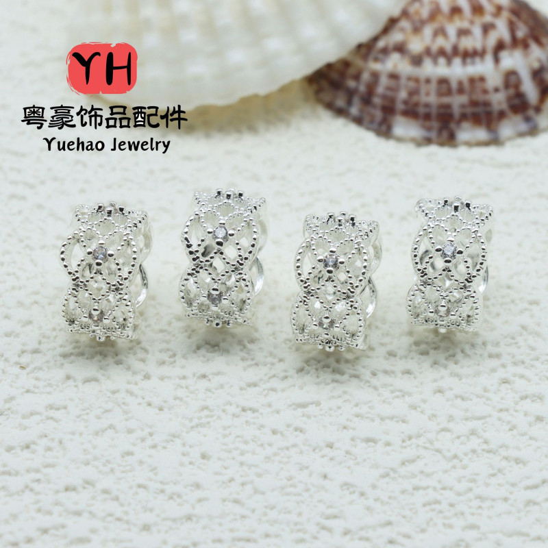 14k Color-preserving Inlaid Zircon Spacer Bucket Beads Hollow with Diy Handmade Jewelry