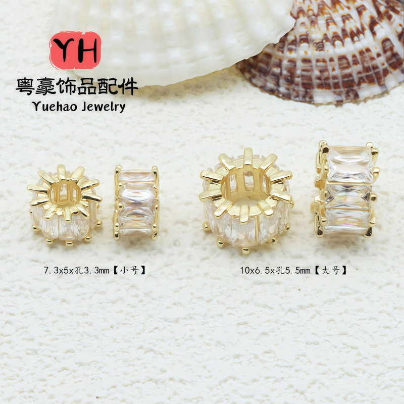 14k Gold-filled Color-preserving Micro-paved Zircon Barrel Beads Beading Accessories Diy