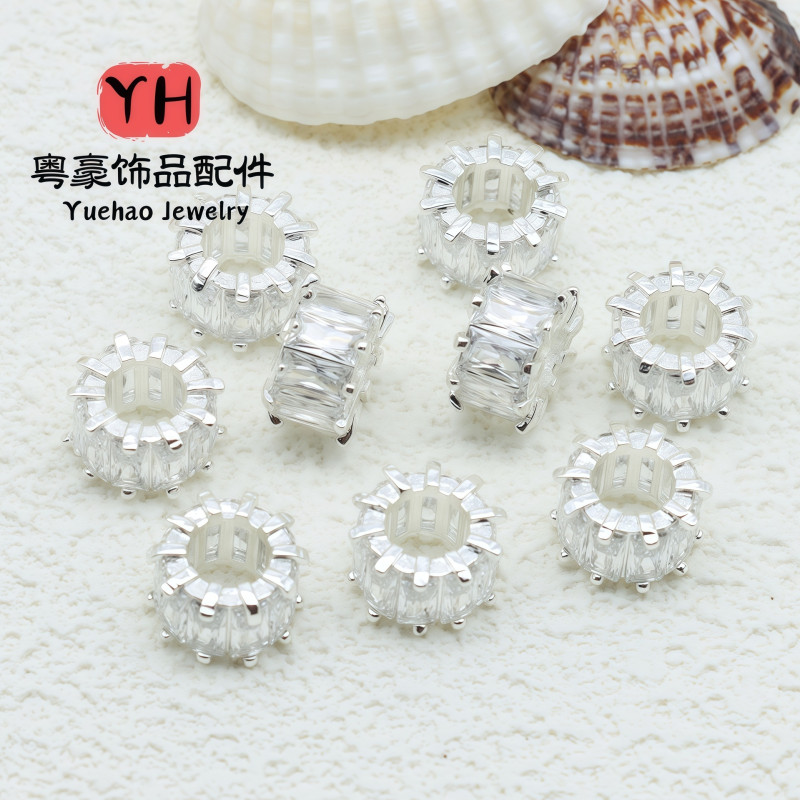 14k Gold-filled Color-preserving Micro-paved Zircon Barrel Beads Beading Accessories Diy