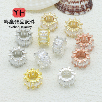 14k Gold-filled Color-preserving Micro-paved Zircon Barrel Beads Beading Accessories Diy