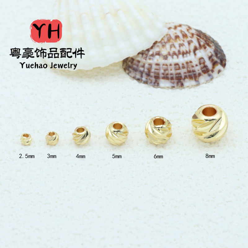 Direct Sales Copper Beads Plated with Color-preserving Gold Faceted Diy Cut Corner