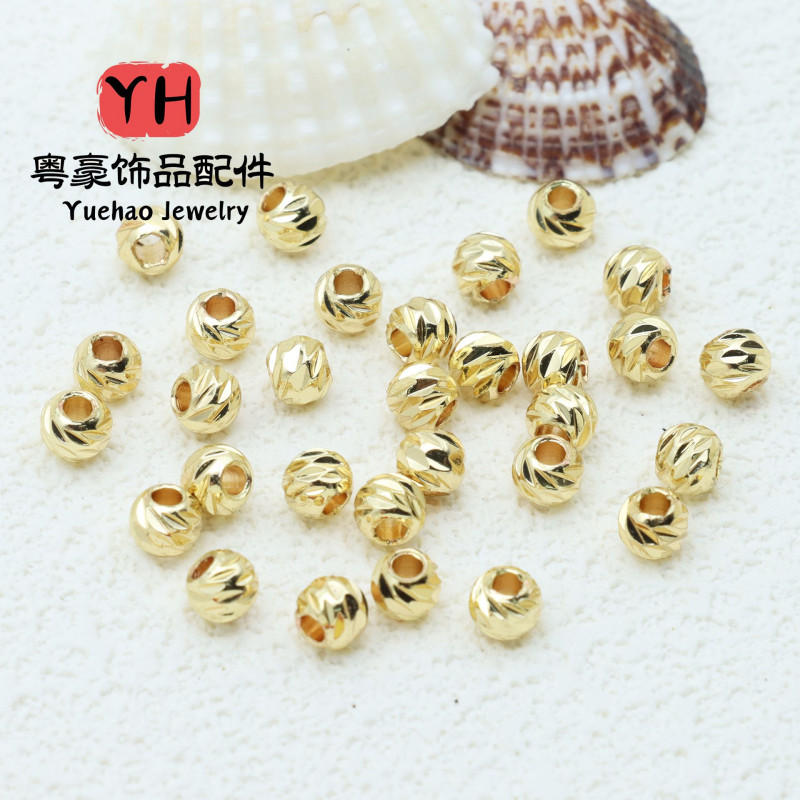 Direct Sales Copper Beads Plated with Color-preserving Gold Faceted Diy Cut Corner