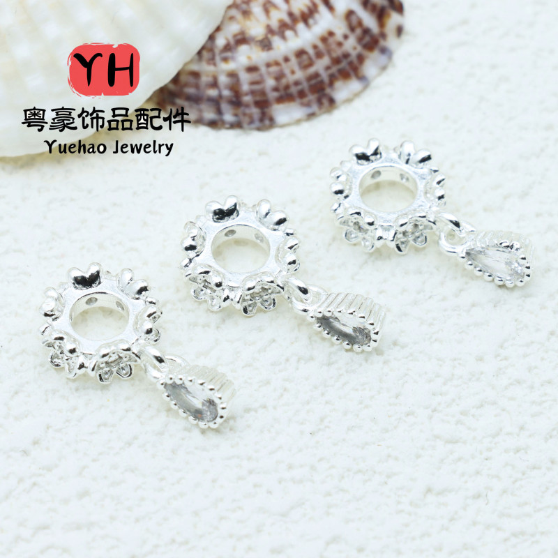 Butterfly Flower Large Hole Spacer Bead Pendant Micro Inlaid Accessories 14k