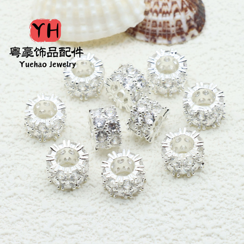 14k Gold-filled Color-preserving Large Hole Double Row Zircon Spacer Beads Beaded Diy