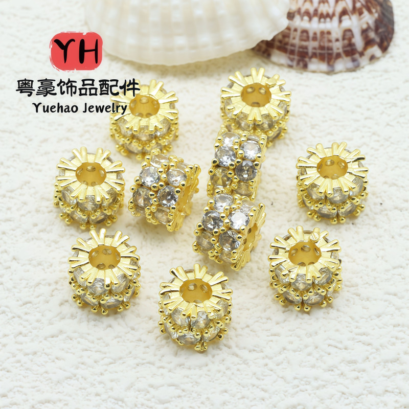 14k Gold-filled Color-preserving Large Hole Double Row Zircon Spacer Beads Beaded Diy